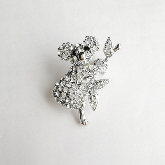Silver crystal koala bear brooch pin 🆕 - Picture 6 of 6